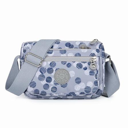 Koreansk stil kvinder crossbody taske stor kapacitet vandtæt skuldertasker til piger multifunktionelle udendørs rejsetasker Grey background dots
