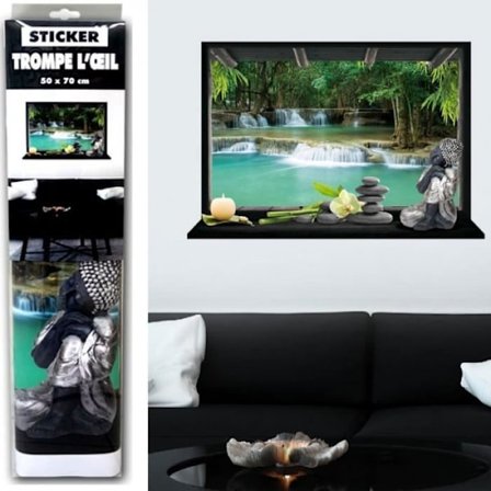 Trompe l'oeil -seinätarra - Zen Buddha