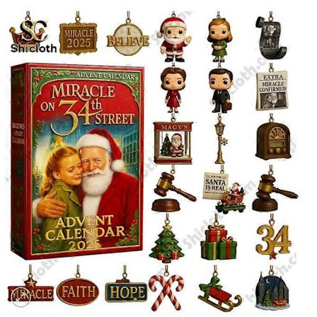 34th Street Miracle Joulukalenteri - Joulukuusenkoriste, Akryyliriipus, Juhlava Keräilykoriste