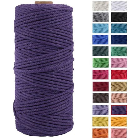 Makramegarn. I tykt naturligt bomuldsgarn. 4-trådet makramegarn til vægophæng. Ophæng