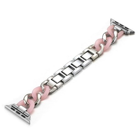 Apple Watch Series 6 / 5 44mm unique chain link watch band - Pink / White