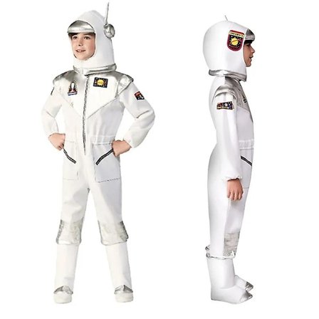 Astronaut Nasa pilotdräkt med rörlig visirhjälm för barn Halloween Cosplay Jumpsuit