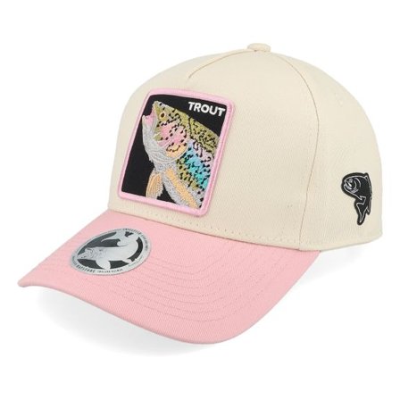 Skillfish - Beige adjustable Keps - Rainbow Trout Box Stone/Light Pink A-frame Trucker @ Hatstore