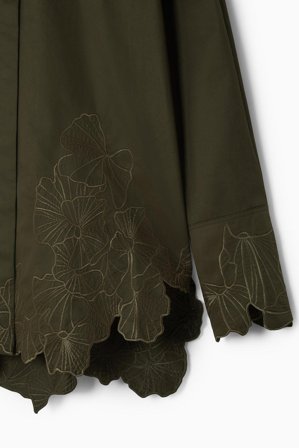 COS Women's Camicia Oversize Ricamata in Verde