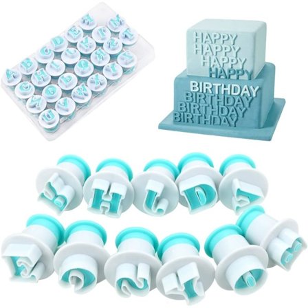 26 stk. Fondant Bogstavsudstikkere Store Bogstaver Bogstavstempel til Kagedekoration til Bryllup Fødselsdag Babyshower Fest