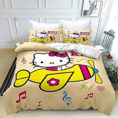i113 Painettu Pussilakanasetti Hello Bedding Pehmeä Mikrokuituinen Peitto Vetoketjulla Sopii Erinomaisesti Kaikkiin Sisustuksiin jm113