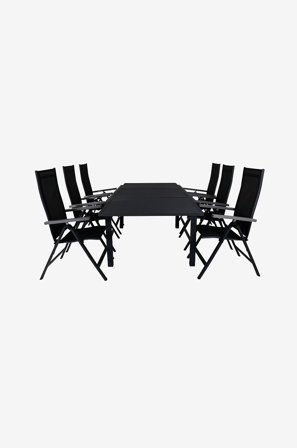 Venture Home - Spisegruppe Marbella med 6 spisestoler Albany - Svart - Spisegrupper - Fra Homeroom