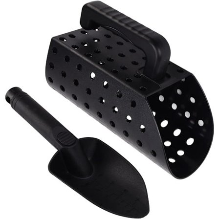 Metaldetektor-spad, ABS, Effektiv, Letvægts, Multifunktionel, Sandsifter-Skoppeværktøj med Runde Huller til Voksne + Sigte + Spaddebetræk