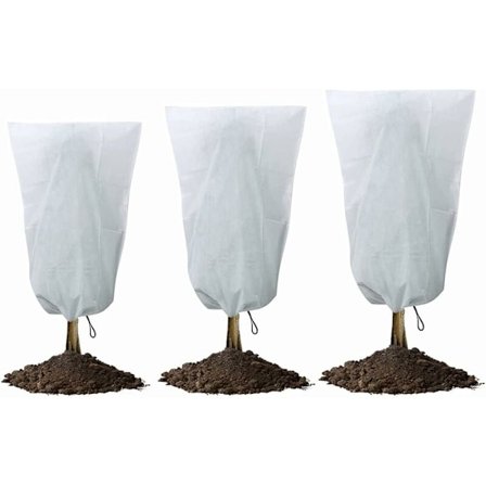 Växtvinteröverdrag, 3 st plantvinterväskor, växtöverdrag för frostskydd, återanvändbar, för frostskyddsmedel, insekter, växtskydd (vit) lång