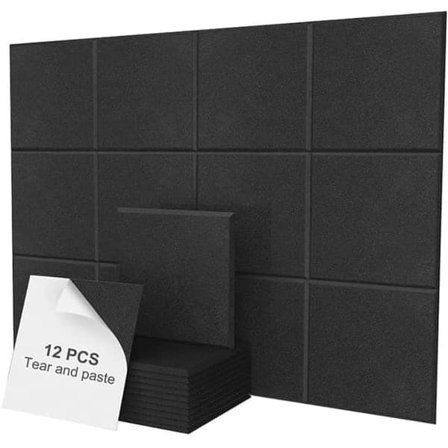 Akustikpanel 12-pak 30x30cm Selvklæbende Lydisolerende Vægpanel Polyester