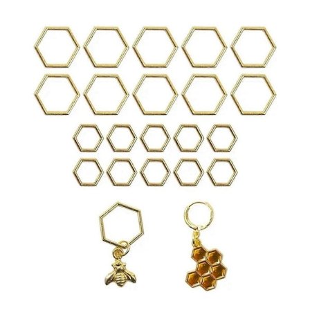 Hexagon Bee Hängen Stickmarkörer Guld Färg Virkning Låsande Nålklämma Stickverktyg Sybehör, B