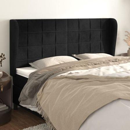 Vidaxl Huvudgavel Med Kanter Svart 183x23x118/128 Cm Sammet Svart