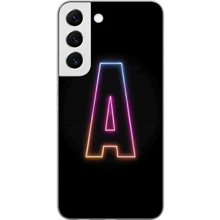 Yhteensopiva Puhelinkuori Samsung Samsung Galaxy S22 5G Minimalistinen neonkirjain A sateenkaarenvärisessä valossa mustaa taustaa vasten modernissa