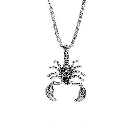 Herre Stort Tungt Anheng i Rustfritt Stål Halskjede Sølv Svart Skorpion