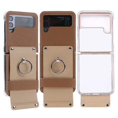 Luksus vintage vegansk læderbagcover til Galaxy Z-Flip 4 Stilful Brown one size