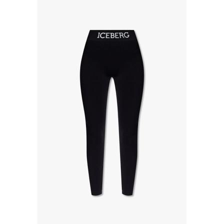 Iceberg, Leggings with logo Zwart, Dames, Maat:S