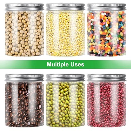 Set med 6 klara plastburkar med lock - Läcksäkra klara plastburkar