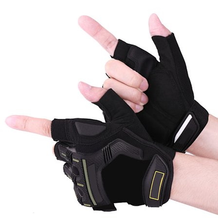 1 Par Motorcykel Motocross Cykling Racing Kørsel Halv Finger Beskyttende Handsker Sort L