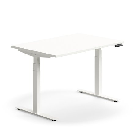 Schreibtisch QBUS höhenverstellbar, 1200x800 mm, Gestell weiß, weiß