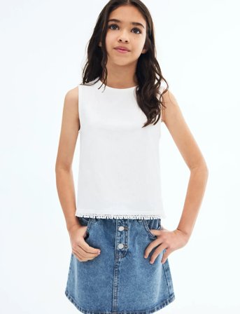 Mango Denim Paperbag Skirt - Blue - 6