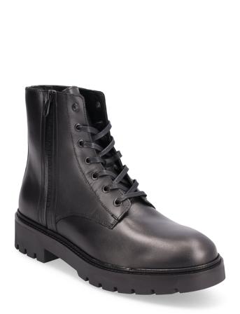 Combat Mid Laceup Boot W Zip Nyörisaappaat Musta Calvin Klein
