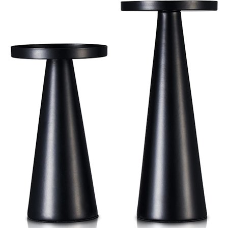 Metal Lysestage Sæt af 2, Mat Sort Lysestager f