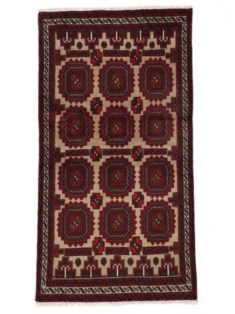 Baluch Rug Hand Knotted 98X182 Black/Brown Persia