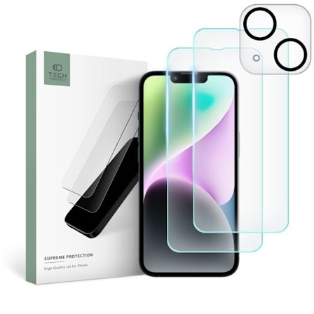 Tech-Protect [2-Pack] iPhone 14 Hærdet glas + [1-Pack] Kameralinsebeskyttelse