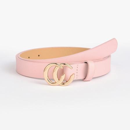 Kvinder Bælter Vintage Dobbelt C Par Lady Casual Bælte Student Ungdom Dekorativ Kjole Jeans Bælte Pink 105x2.4cm