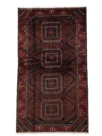 Tapis Baloutche 106X186 Noir/Rouge Foncé (Laine, Perse)