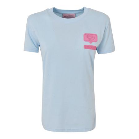 Chiara Ferragni Collection, Silicon Patch T Shirt Blauw, Dames, Maat:S