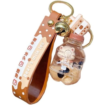 Søt Boba Te Nøkkelring Boba Bjørn Nøkkelring Anheng Dukke for Jente