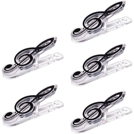 Sæt med 5 sorte, gennemsigtige plastikklips til noder til sider og noder
