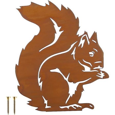 Ekorre Dekoration Rostig Ekorre Sittande Trädgårds Prydnad Metall Naturlig Rost Patina för Dekorativ Trädgård Trä Trädgårds Dekoration Figurer