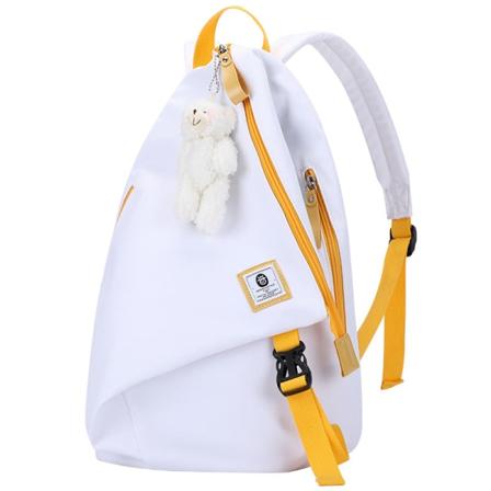 Naisten tyttöreppu olkalaukku koululaukku Junior Student Personoitu Trendikäs Suuri Tilavuus Casual White with yellow