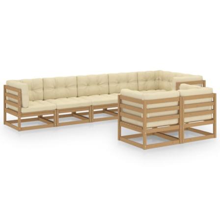 Vidaxl Loungegrupp Med Dynor 8 Delar Massiv Furu Brun