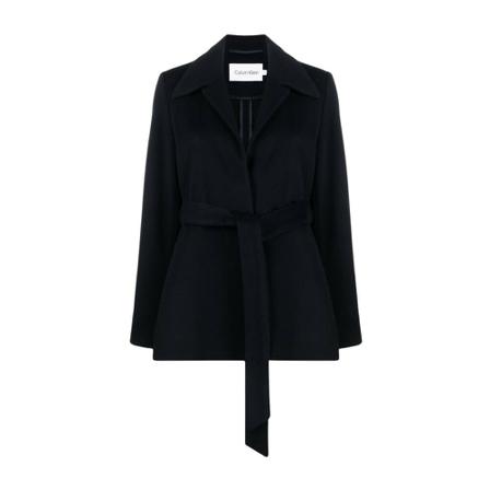Calvin Klein, Belted Coats Zwart, Dames, Maat:S