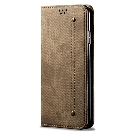 Til Samsung S20 FE Telefon Cover Denim Tekstur Anti-ridse Læder Støtteben Telefon Beskyttelses Cover - Khaki (Khaki)
