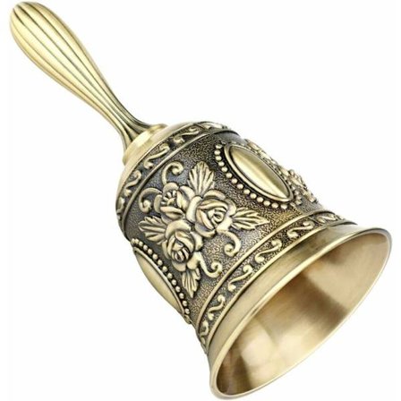 Klokke, håndklokke, bordklokke, håndklokke i stål, klassisk klokke i zinklegering, højlydt kaldeklokke, 11,5*5,5*5,5 cm Guazhuni