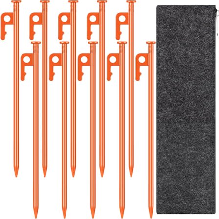 10 stk. teltplugger i stål, 30 cm teltplugg, utendørsaktiviteter, telt og campingturer