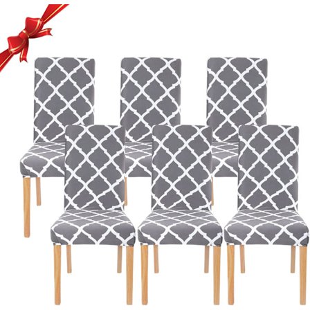 Harmaa joustava ruokapöydän tuolinpäällinen 6 kpl, Universal pestävä Ch