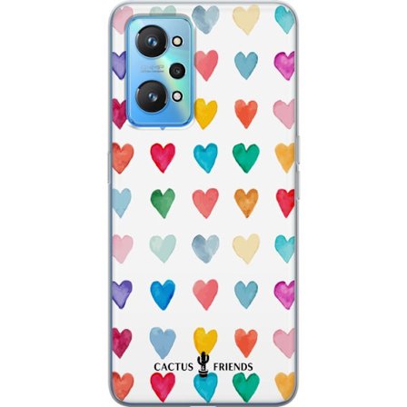 Kompatibelt Mobildeksel til Realme Realme GT Neo2 Cactus and Friends - Watercolor Love Grid