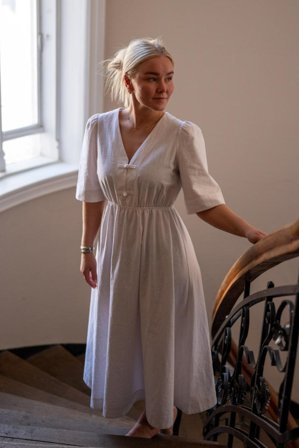 Monica Linen Dress White