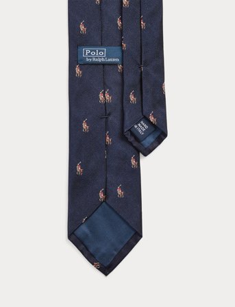 Polo Ralph Lauren Polo Pony Silk Repp Narrow Tie - Blue - ONE SIZE