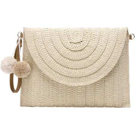 Halm Skulder Bag for Kvinner Halm Clutch Veske Mote Damer C