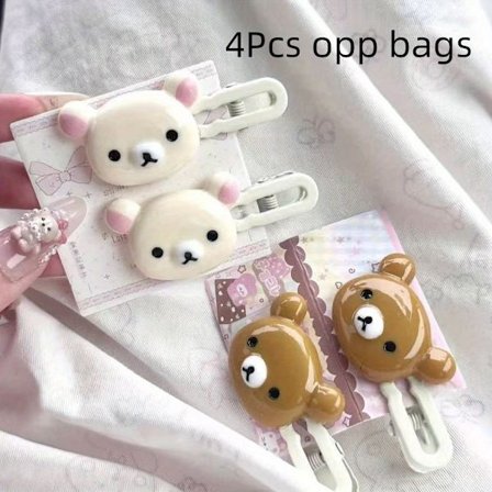 4 kpl Söpö Karhu Hiusklipsi Setti, Tyylikäs Panta Muoviset Hiusasusteet Suloisella Eläinkuvioinnilla ja Ankannokalla