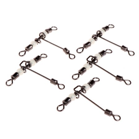 5 stk. 3-veis lysende T-formet rullesvirvel med perler fiskesvirvler kobling