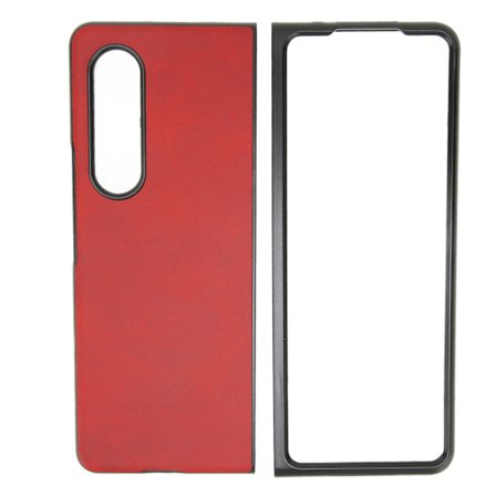 Mobilskal i PU-läder, skyddande mot repor, för Galaxy Z Fold 3, röd