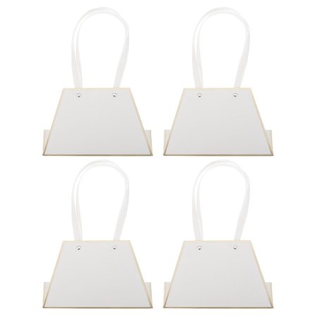4-pack blombukett presentpåse i papper, floristväxtbukett med handtag (21 x 27 cm, vit)