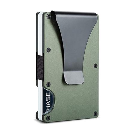 Minimalistisk metallpung med pengesklips - Slank aluminiums kredittkortholder RFID-blokkerende frontlommepunger for menn og kvinner (Army Green)
